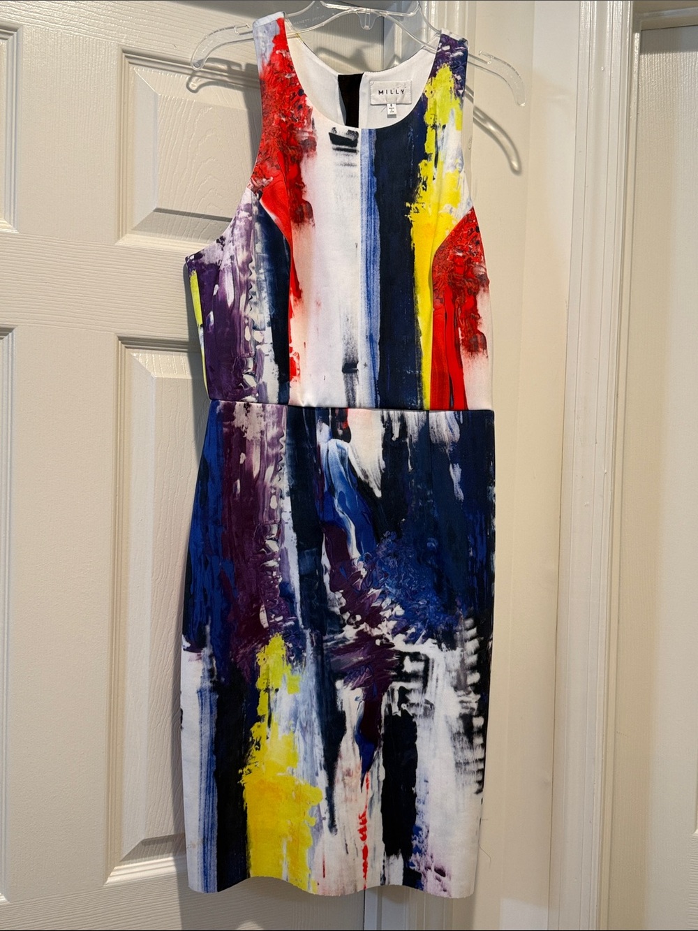 Milly Expressionist Racer Back Colorful Abstract Paint Print Dress 4th of July